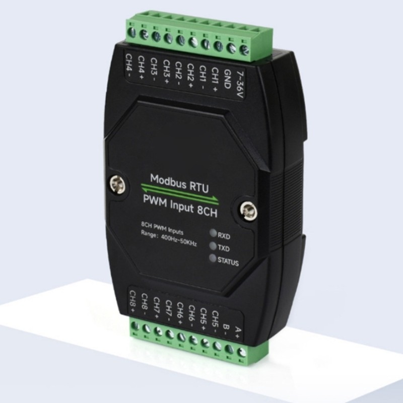 DIN Rail Mountable 8Port PWM Pulse Input Module With Modbus RTU Interfaces