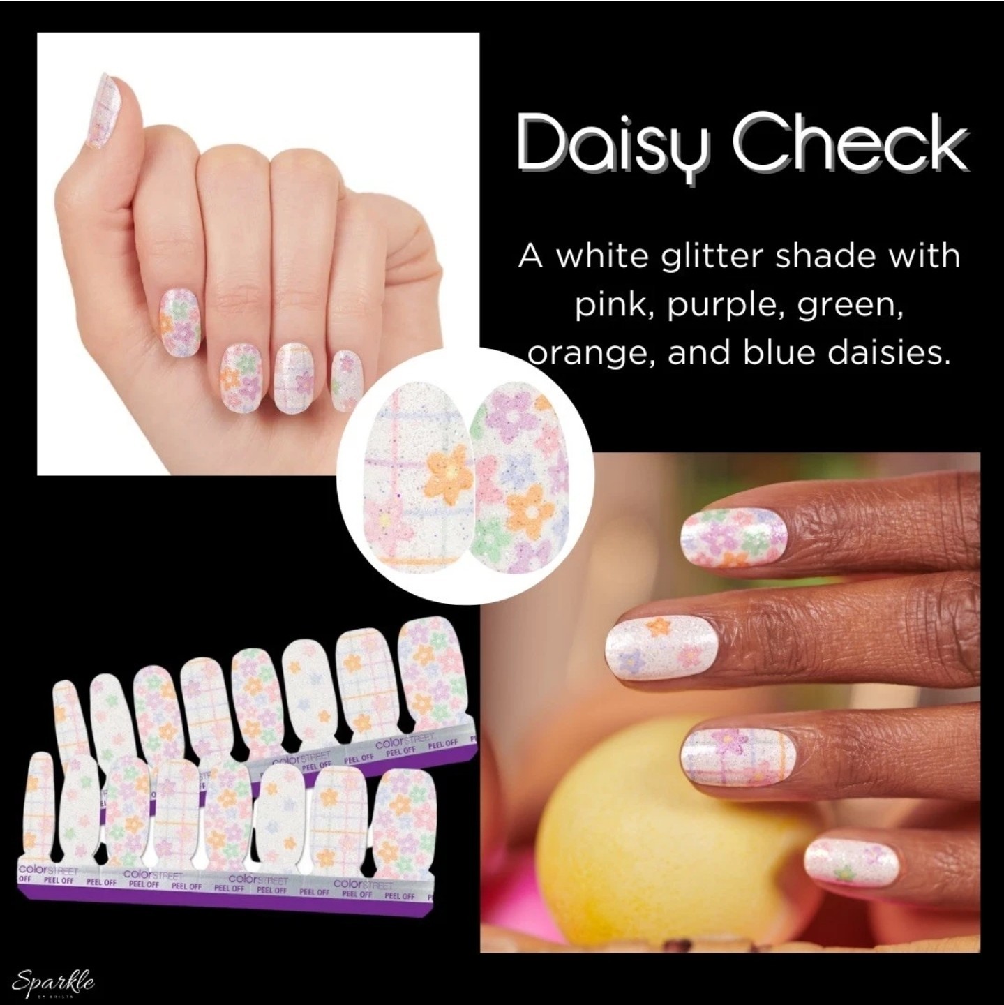Color Street Nail Polish Strips, Daisy Check, Easter/Spring, New In Box, READ!!!