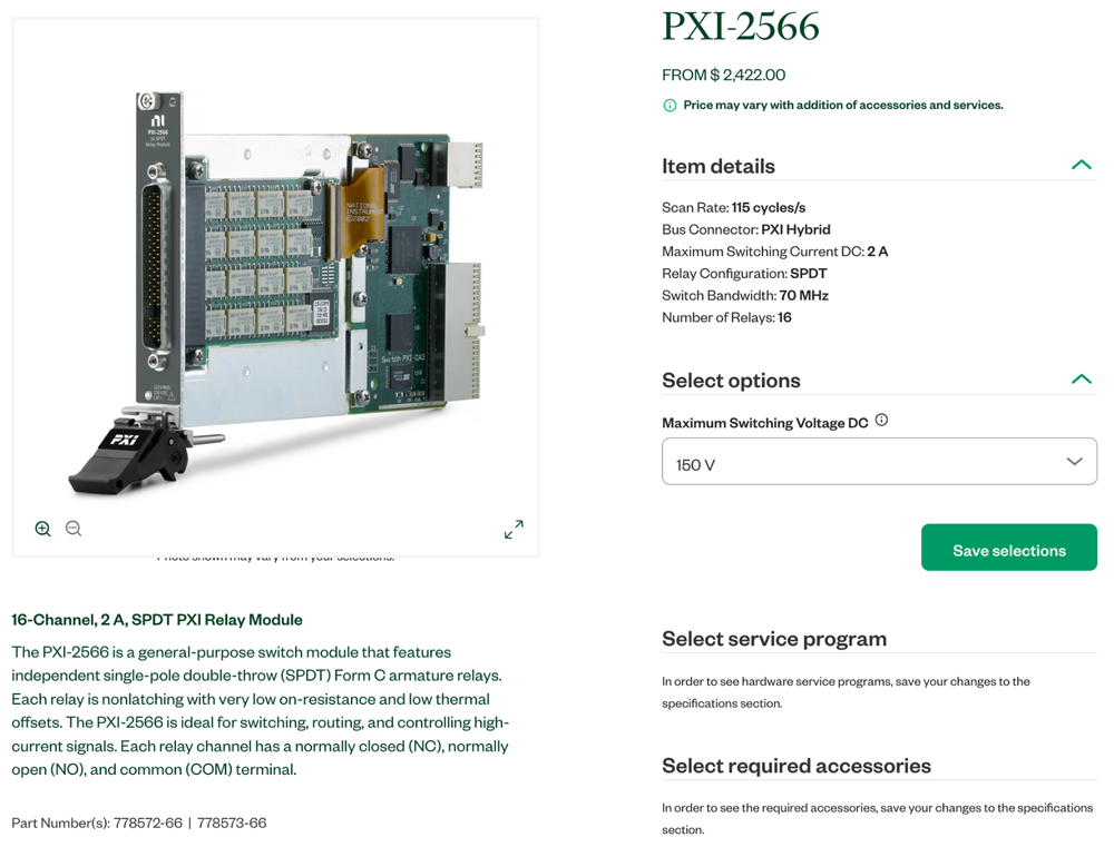 National Instruments PXI-2566 SPDT Relay Module