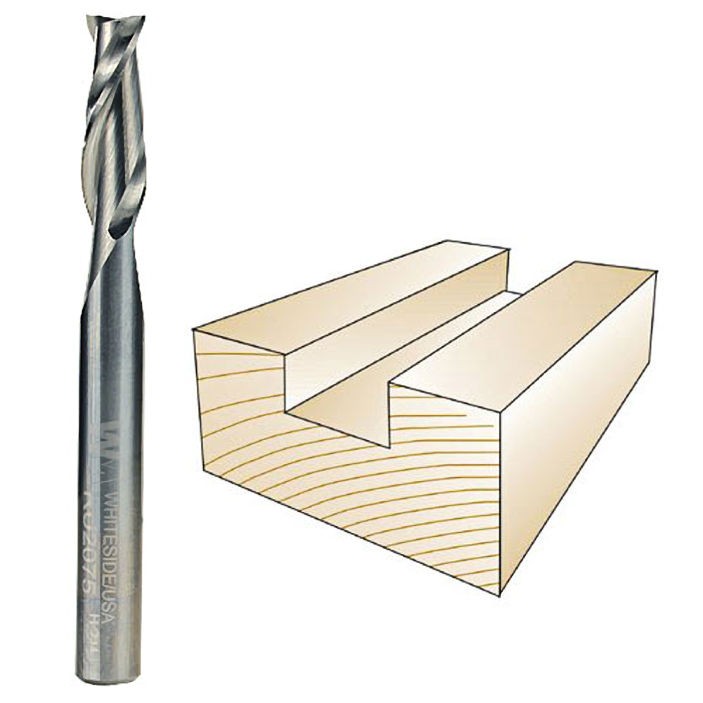Whiteside #RU2075 Solid Carbide Two Flute Up Cut Standard Spiral Router Bit