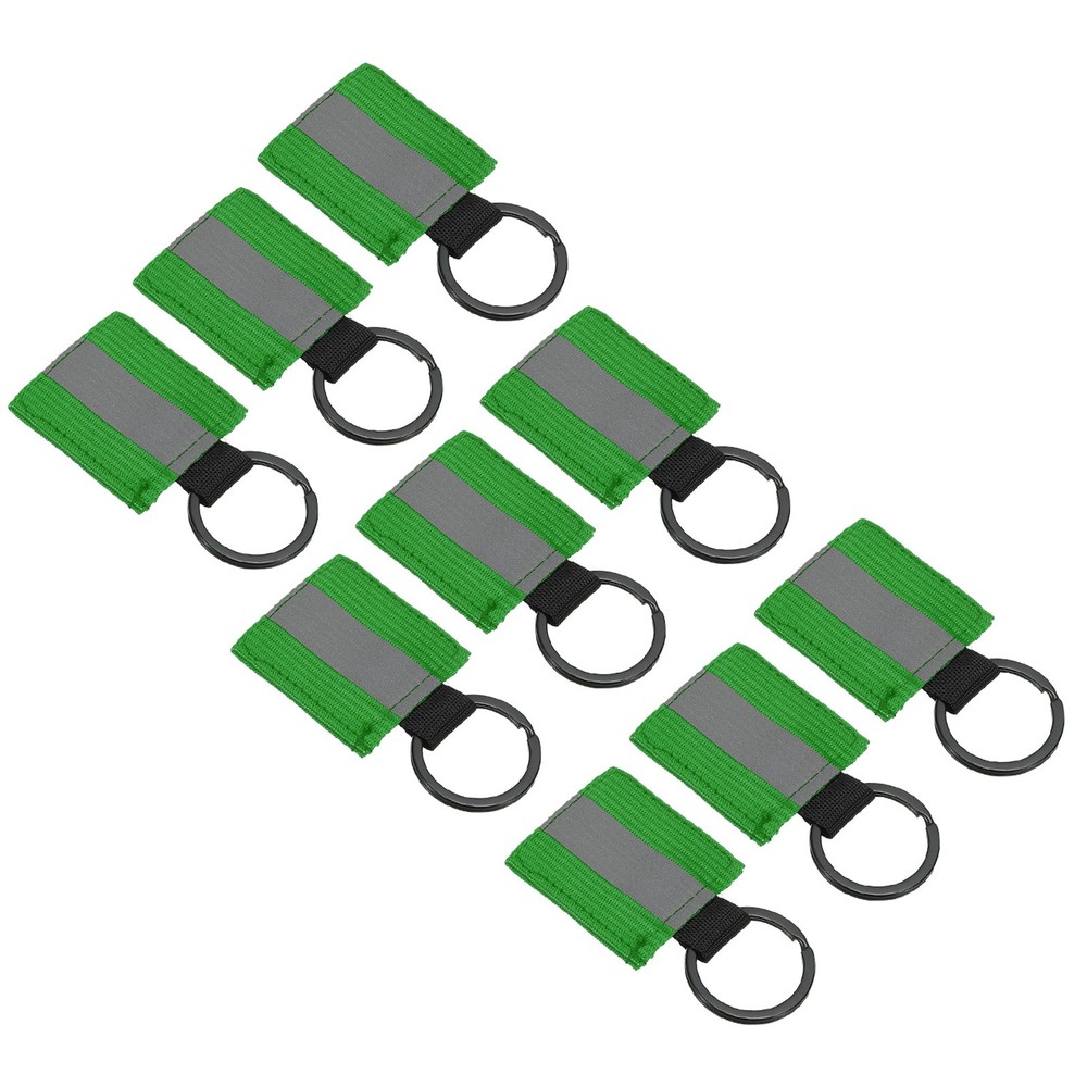 9 Pcs Reflective Keychain Tag, Reflective Zipper Pulls, Green