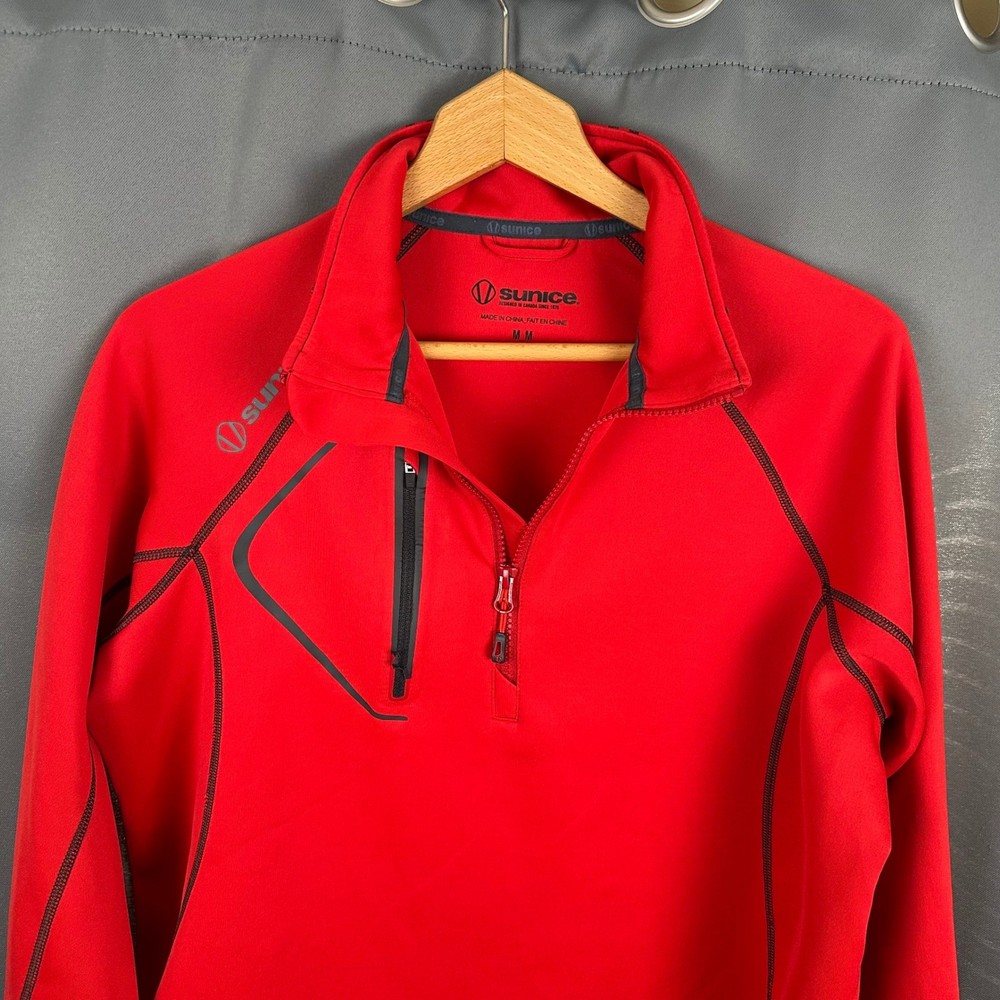 Sunice Mens S77000 Quarter Zip Pullover Red Performance Golf Jacket Medium