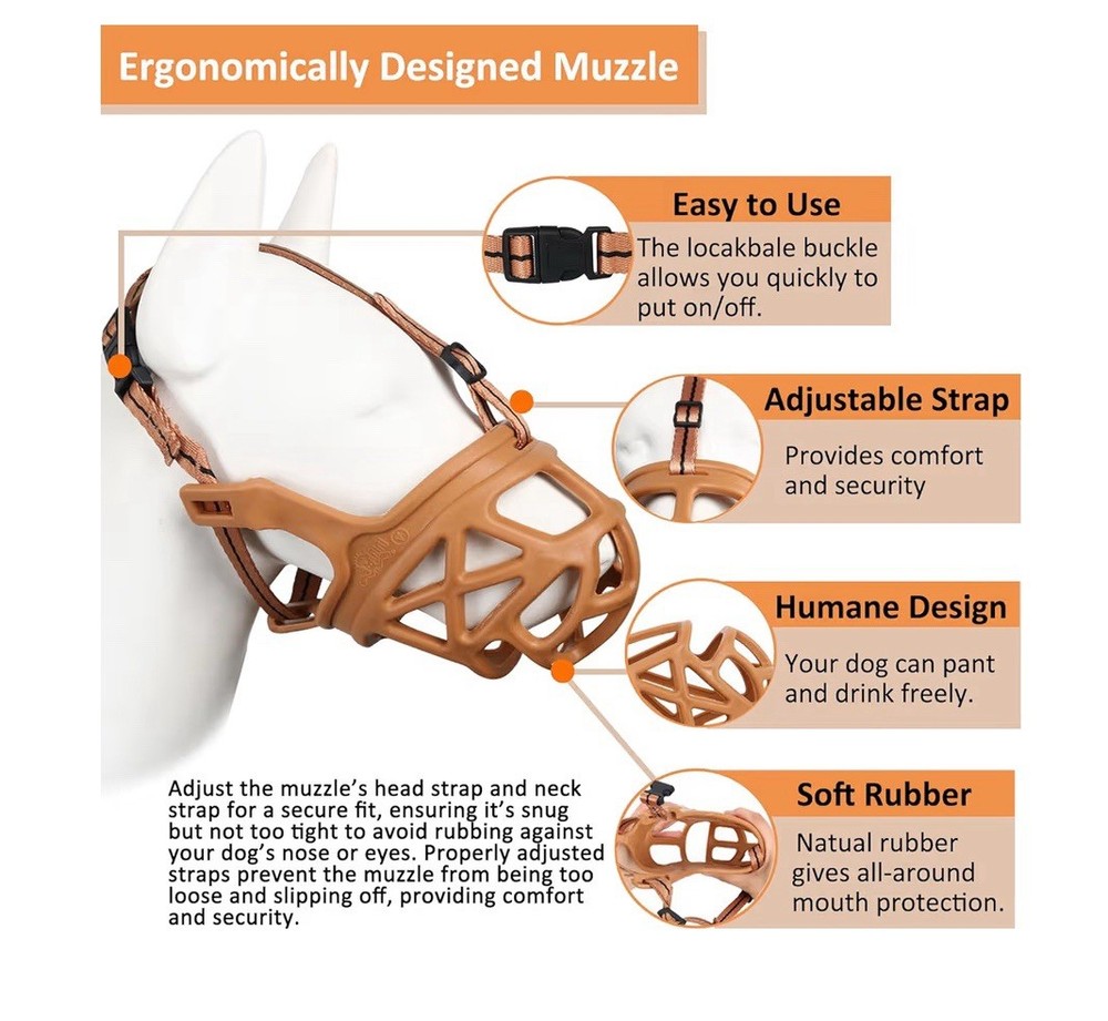 BARKLESS Dog Muzzle, Basket Muzzle for Biting, Chewing & Scavenging SMALL black