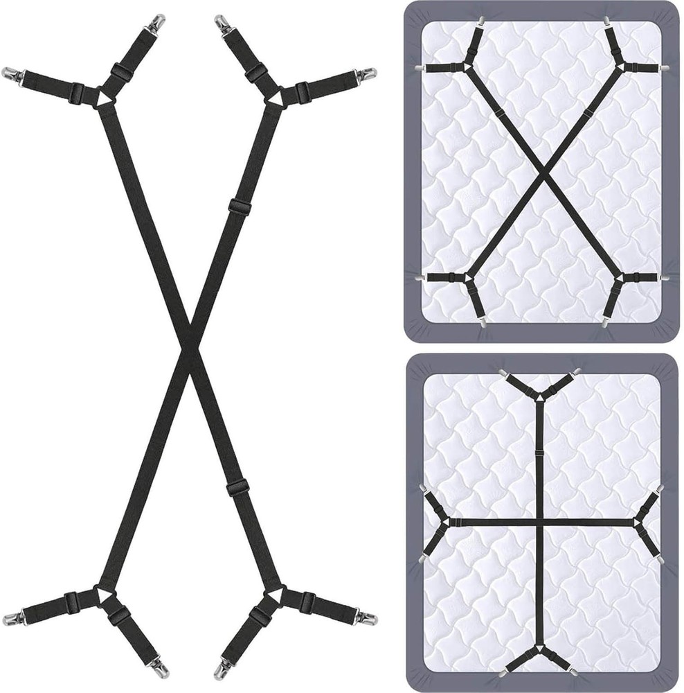 Heavy Duty Bed Sheet Clips - Adjustable 2Pcs Set for Wrinkle-Free Sheets