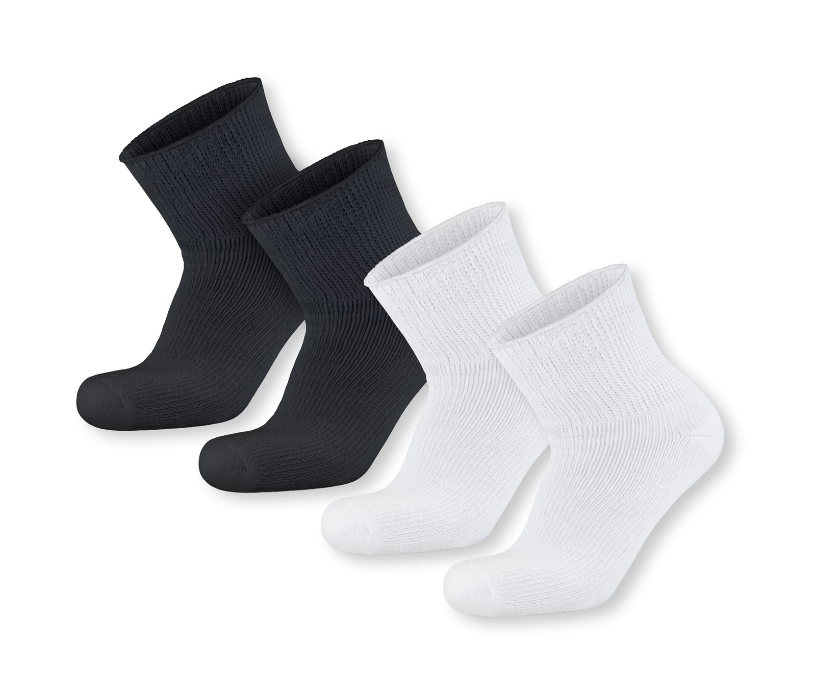 4 pairs Extra Wide Cotton Diabetic Quarter/Over-the-Ankle Health Socks (10-16)