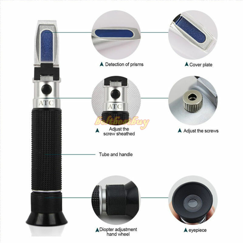 0-32% Brix Sugar Wine Fruit Scale Refractometer Alcohol Meter Test Tool New