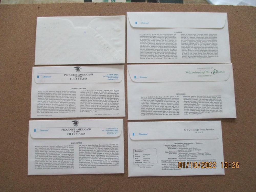Tennessee: 6 Various First Day Covers
