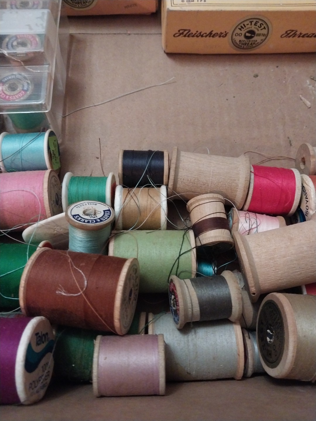 Vintage Fleischers Controlled Mercerized Thread New And Used Box Dated 1936