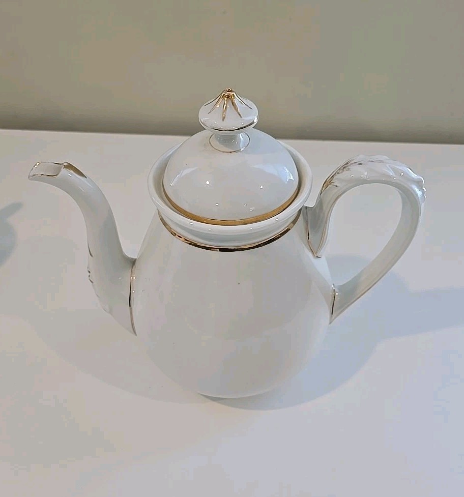 Antique Haviland Limoges Wedding Ring Pattern Tea/Coffee Pot & Sugar