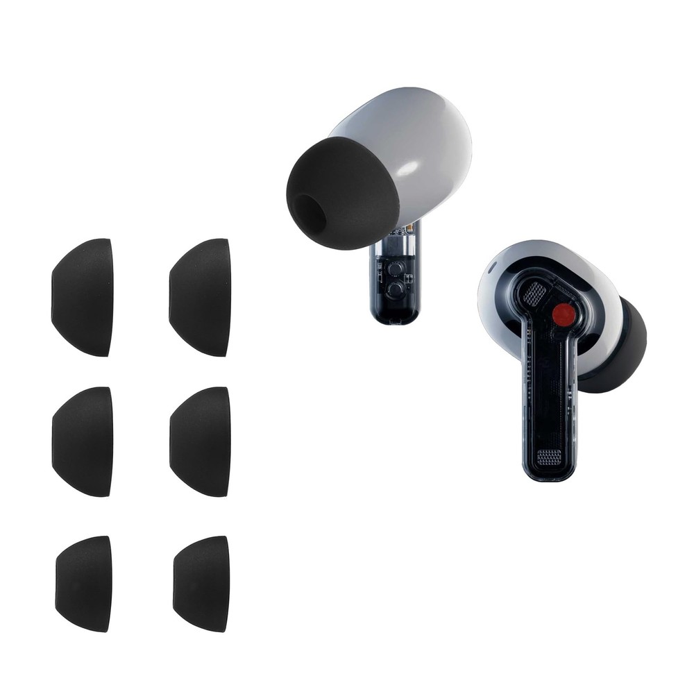 kwmobile 6X Replacement Ear Tips Compatible with Nothing (2) - Black