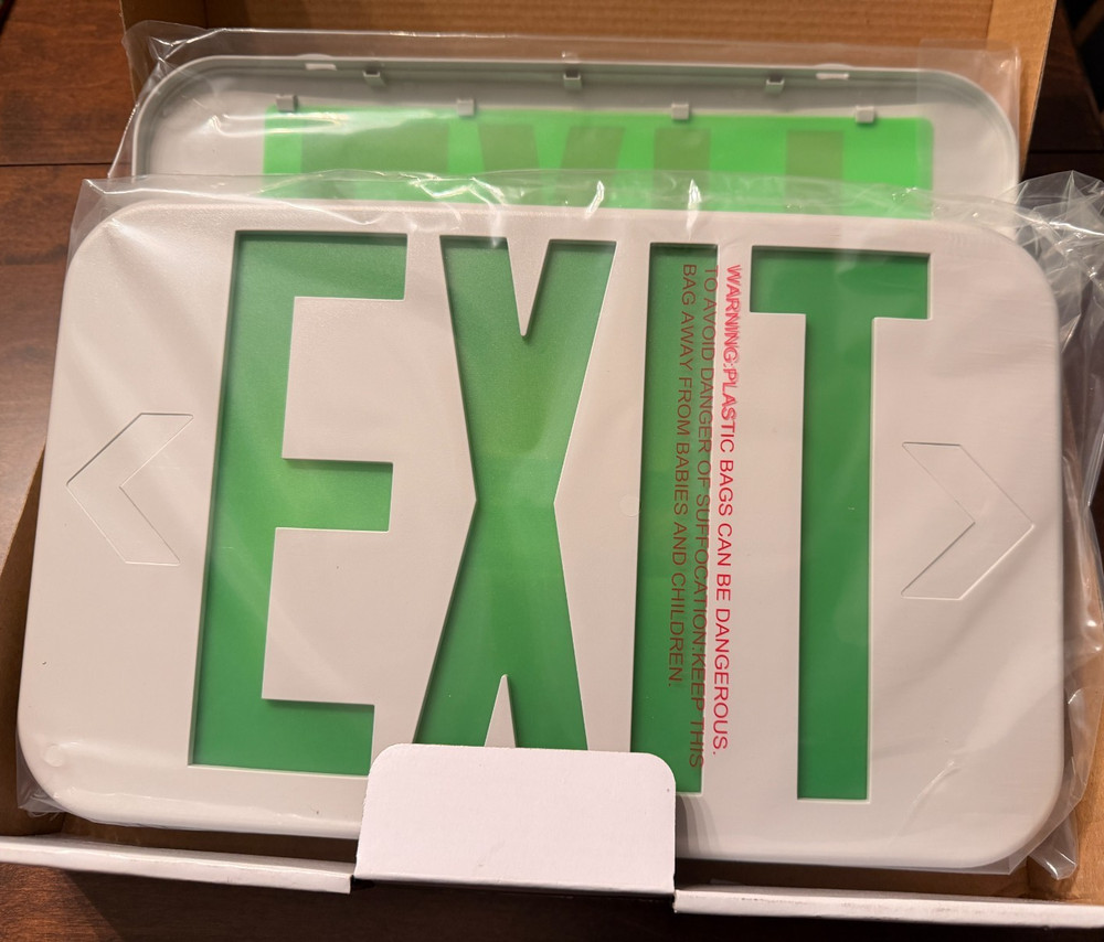 All Pro APX Thermoplastic Exit Sign Geen 2Pc- Front & Back