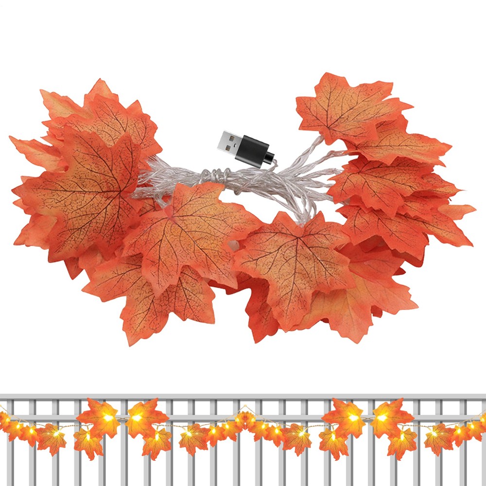 Maple Leaf String Lights Festive 19.69Ft Lighting Lighted Fall Garland