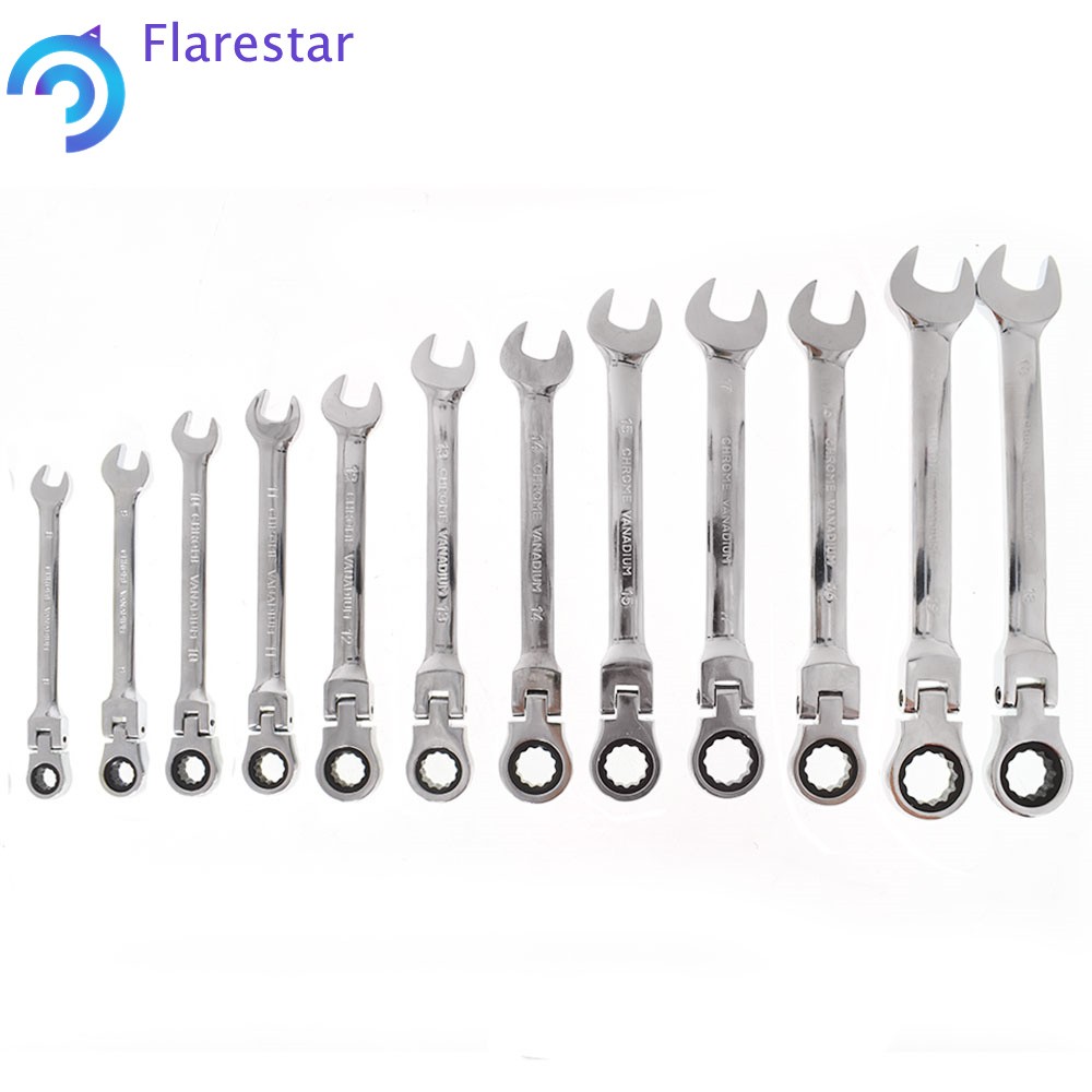 12Pcs Reversible Ratchet Wrench Ratcheting Socket Spanner Nut Tools 8‑19mm