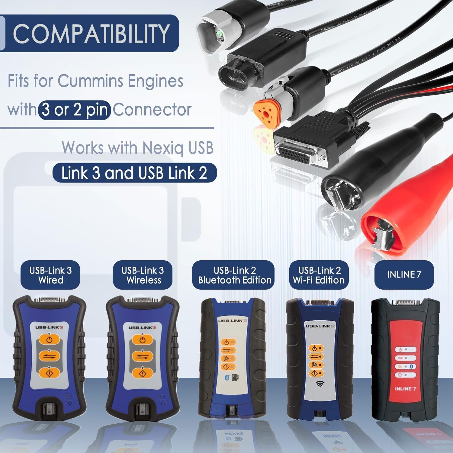 MPS-493033 Diagnostic Adapter Cable for Cummins 3-Pin Deutsch USB-Link 2 Link 3