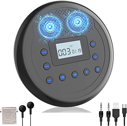 CD Player Portable, MONODEAL Rechargeable Portable CD Player with Built-in Sp...
