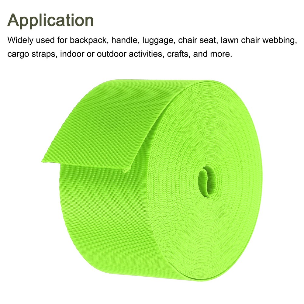 Flat Nylon Webbing Strap 2 Inch 10 Yards Fluorescent Green for Backpack