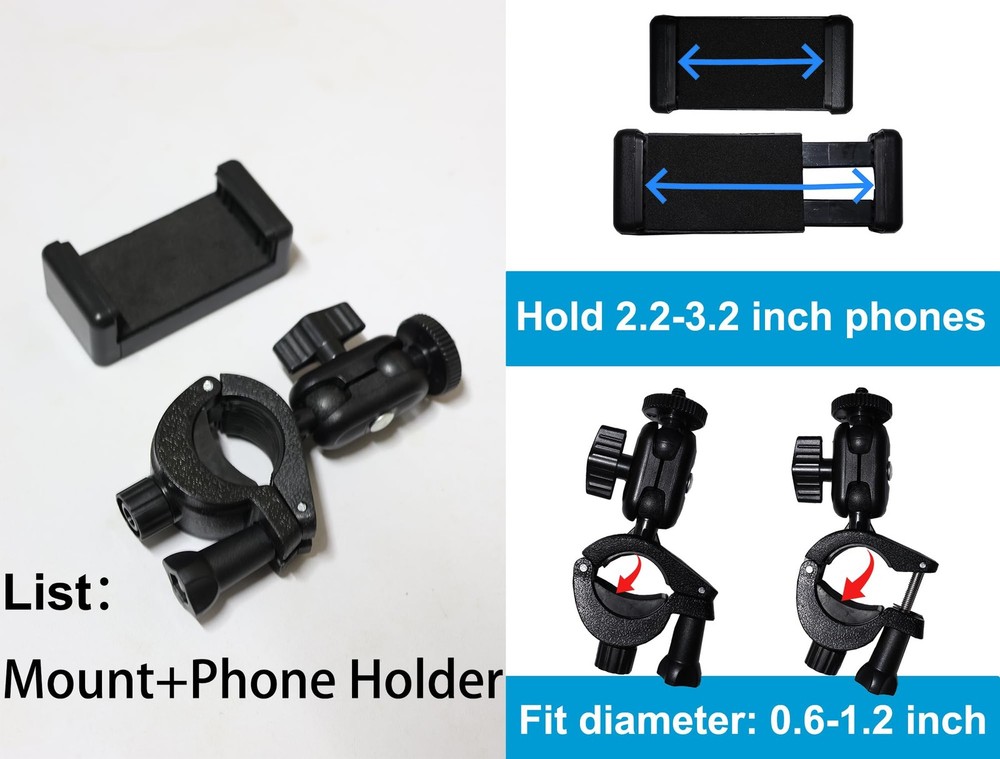 Hocoder Phone Holder for Mic Stand Clamp Single - Holder, Black