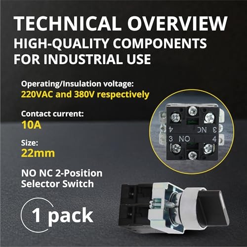 Rotary Switch - 2-Position Selector Switch Maintained - 22mm 1 Unit NO/NC