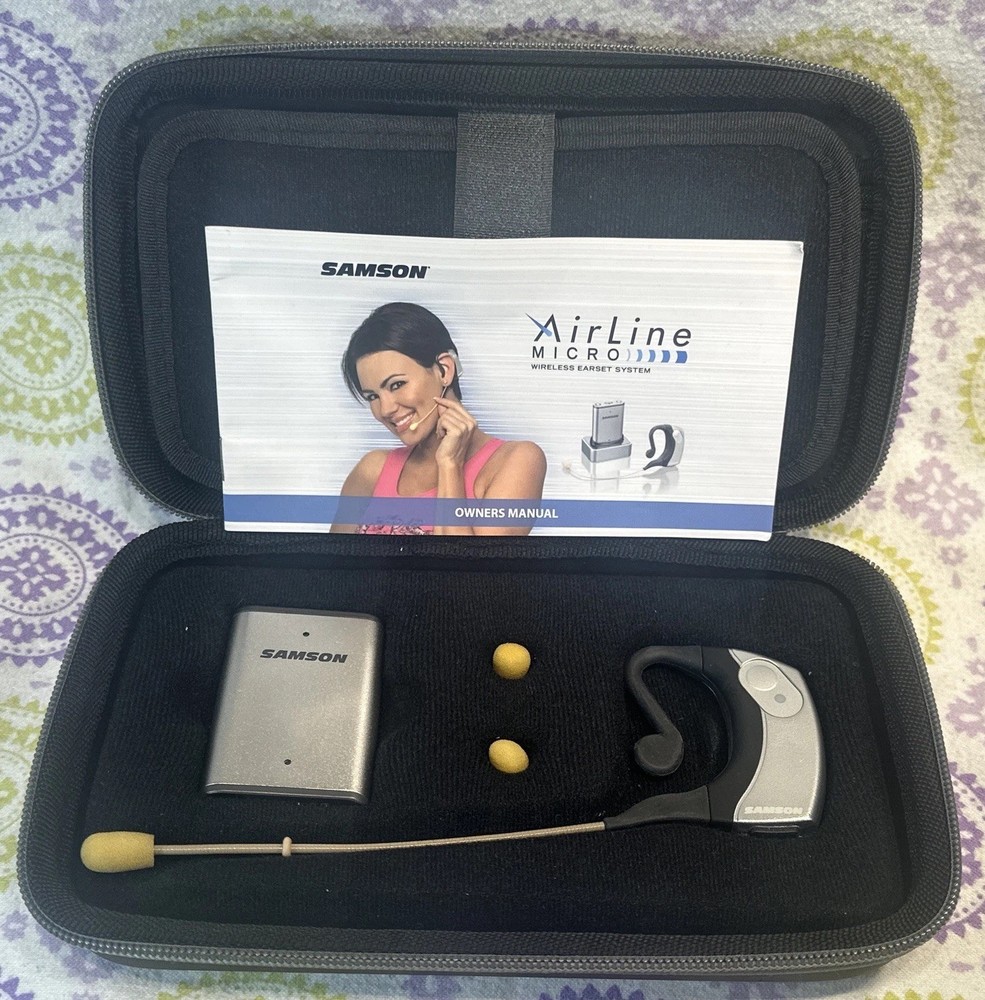 Samson AirLine Micro Wireless Earset Microphone wTransmitter+Receiver AH2/AR2