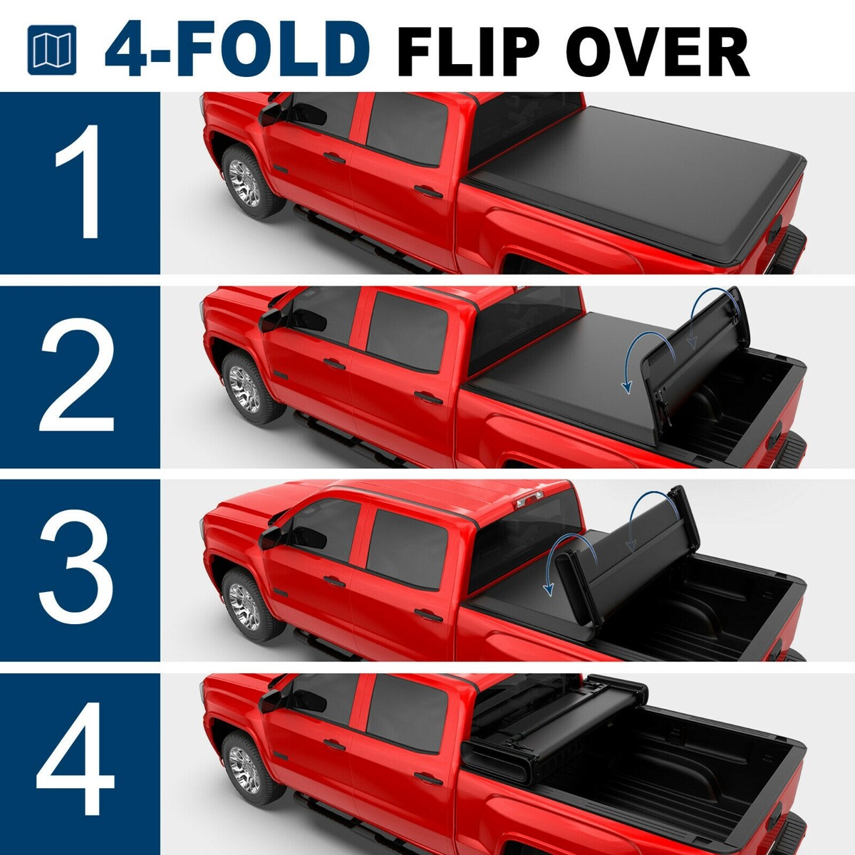 4-FOLD 6.4FT/6.5FT Bed Truck Tonneau Cover For 2003-23 Dodge Ram 1500 2500 3500