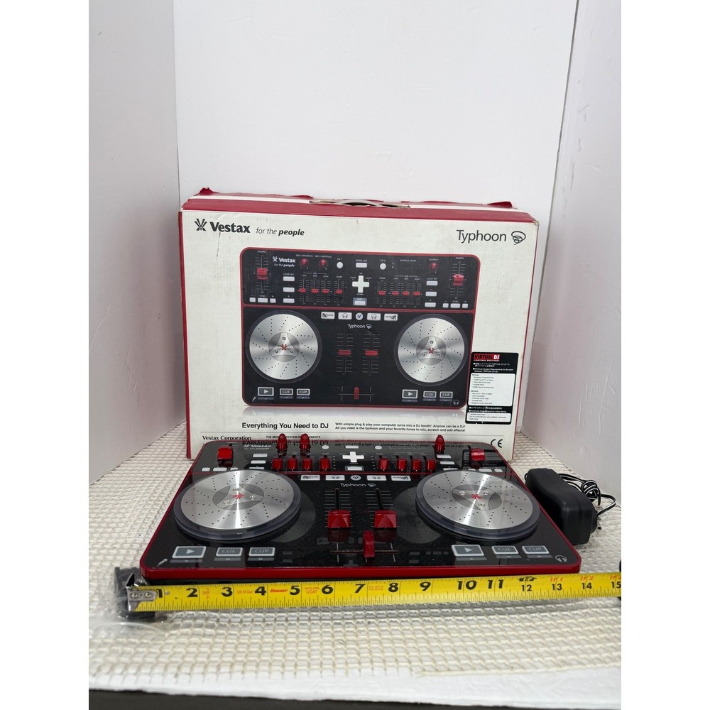 Vestax Typhoon DJ MIDI Controller Virtual DJ Black Red Silver VDJ-0001 Boxed EUC
