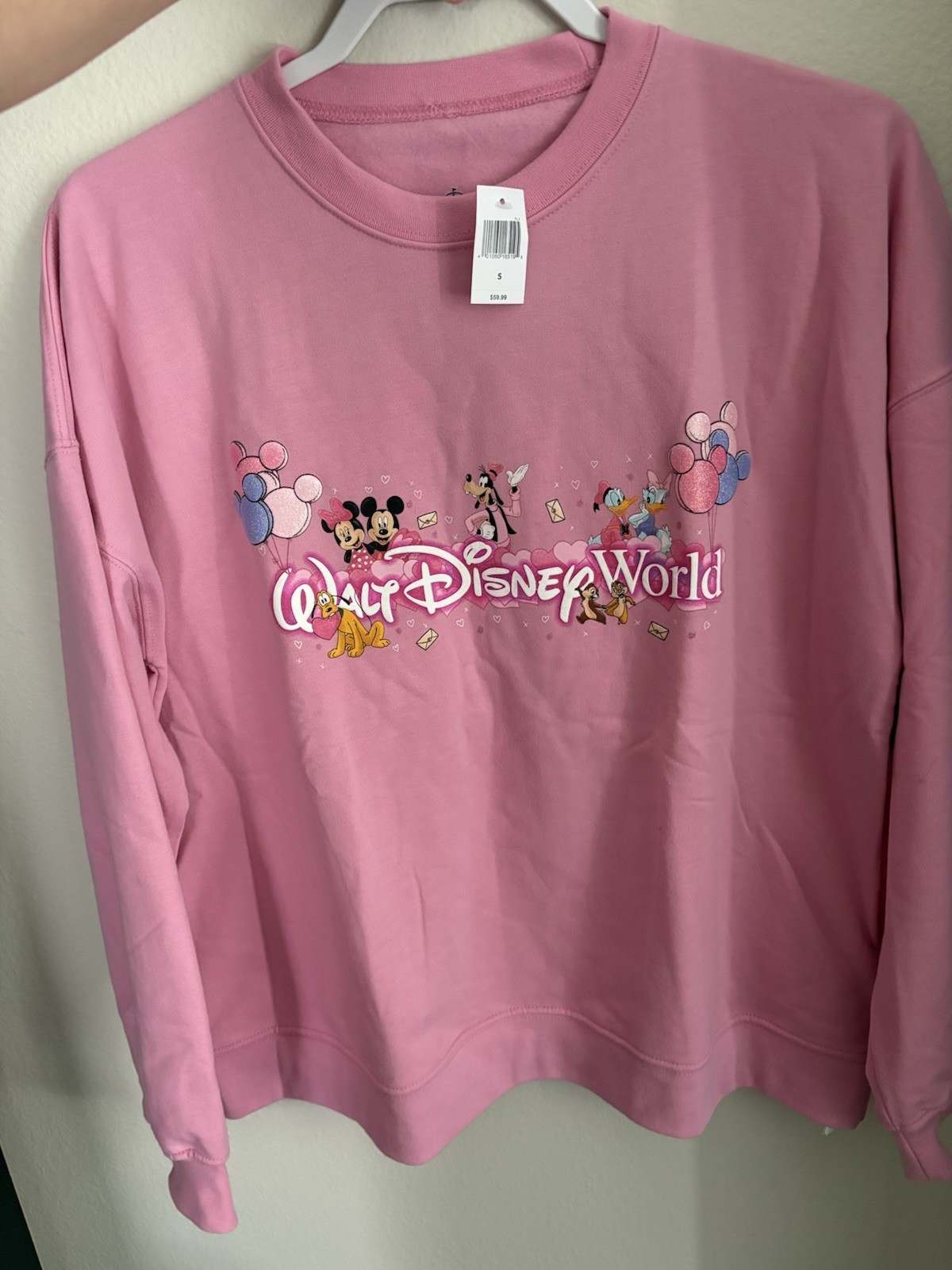 Disney Parks 2026 Pink valentine Pullover/ crewneck sweatshirt*Size S