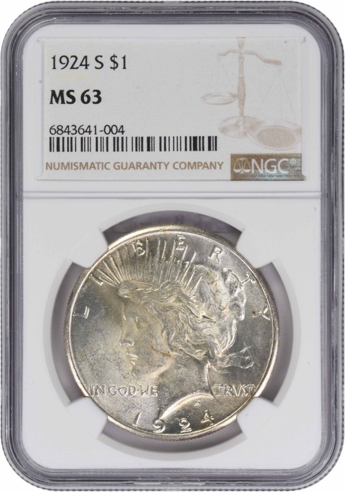 1924-S Peace Silver Dollar MS63 NGC
