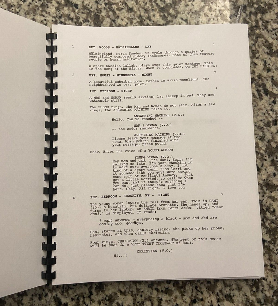 Midsommar Horror Movie Script Reprint Full Screenplay Script