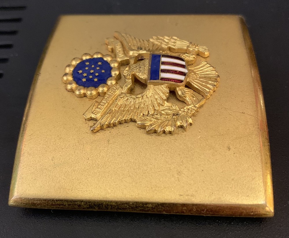 WWII Uniform Enameled Belt Buckle; Made In 5th Ave NY