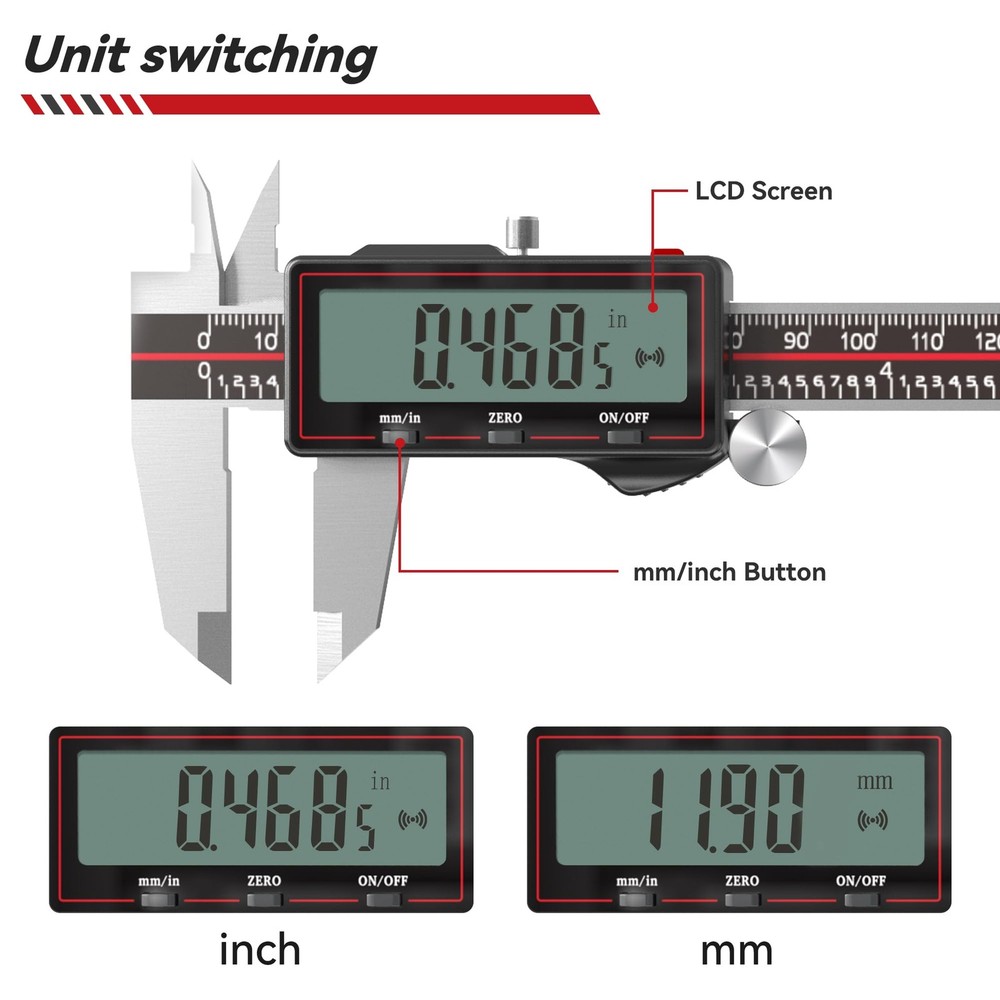 Wireless Digital Caliper 0-6 Inch/150mm, Wireless Data Transfer to Excel/Phon...
