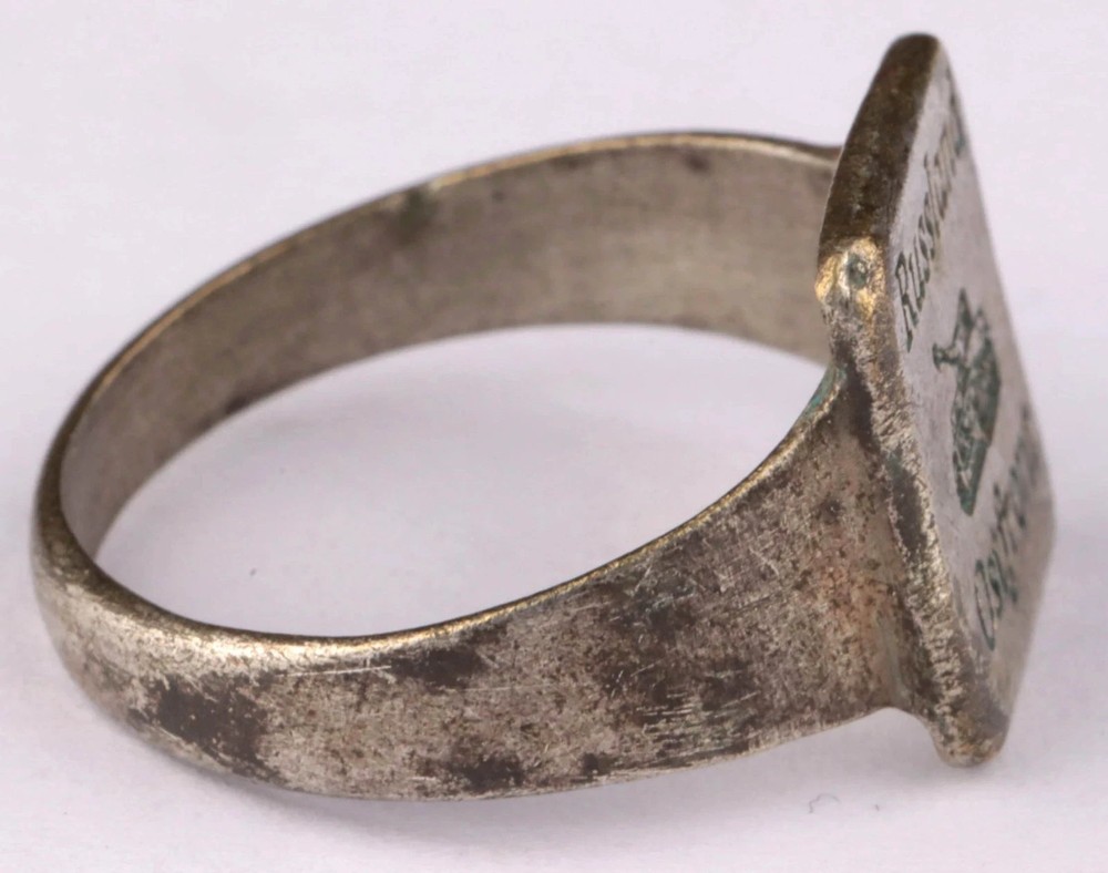 WW 2 GERMAN RUSSLAND OSTFRONT SILVER-PLATED BRONZE TIGER TANK RING