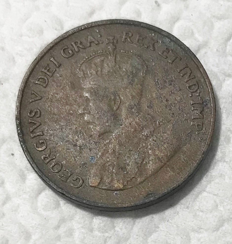 Vintage 1920 Canada One Cent Coin VF