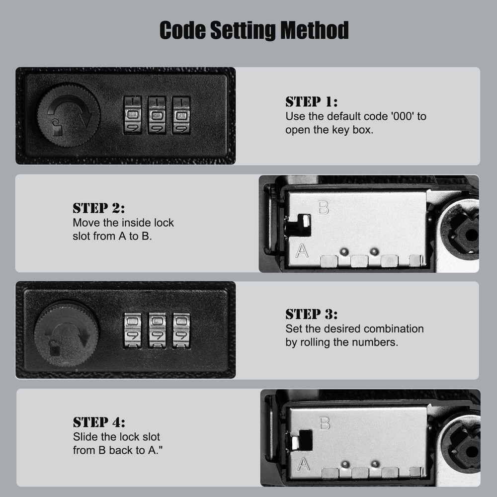 Key Box Wall Mount with Code, Key Cabinet Lock Box for 40 Keys, Metal Key Sto...