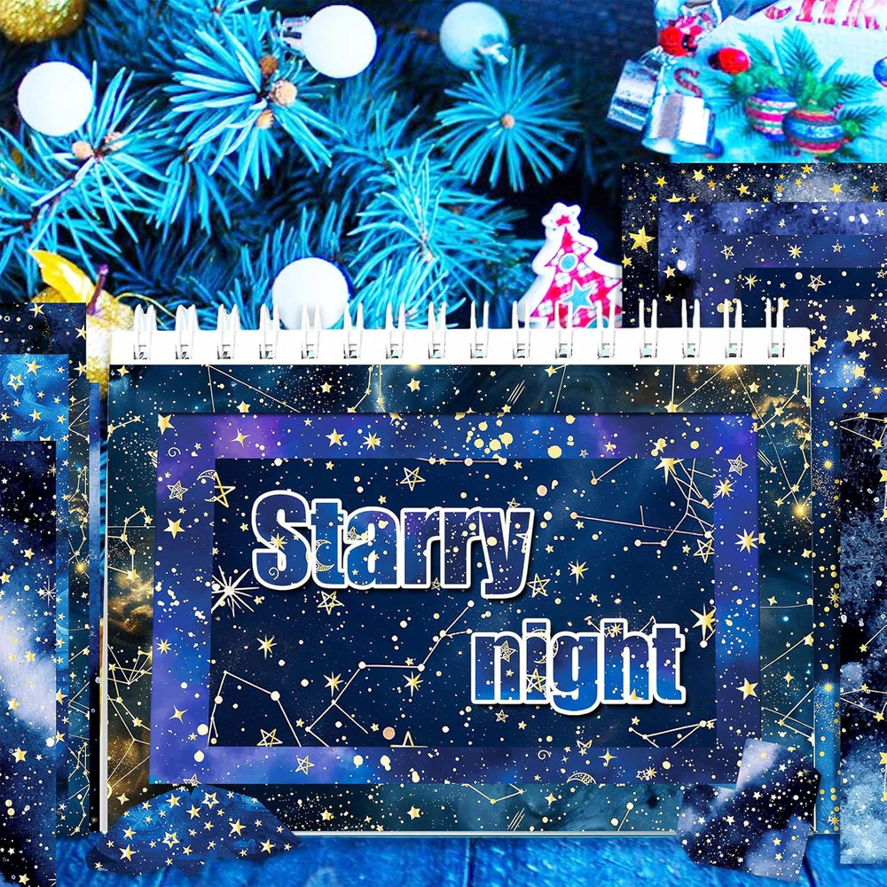 24 Sheets Galaxy Scrapbook Paper 12'' × 12'' Double-Sided Starry Sky Pattern Pap