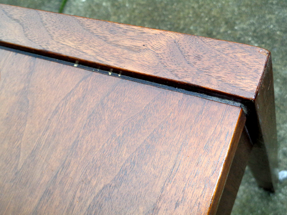 MID CENTURY MODERN WALNUT LARGE SIDE TABLE, COFFEE TABLE, EDWARD WORMLEY? SOLID.