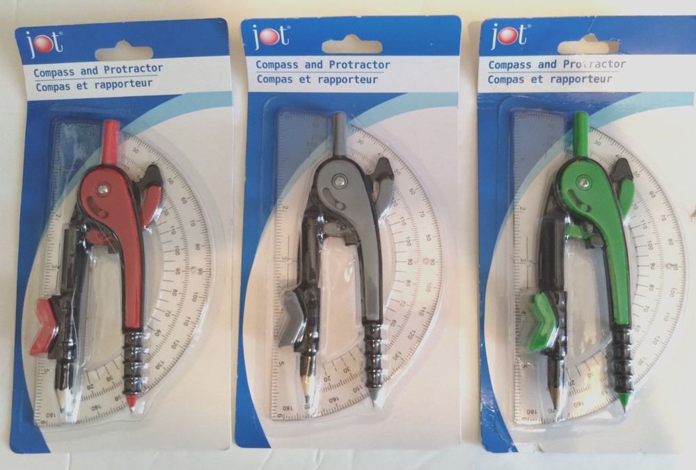 Geometry Drawing Measuring 3 New Compass Protractor Pencil Sets