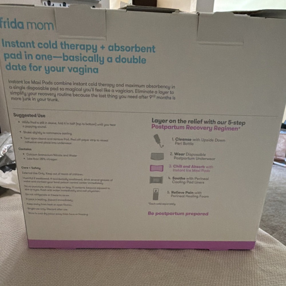 Frida Mom Instant Ice Maxi Pads 8 Pack Maximum Absorbency Postpartum
