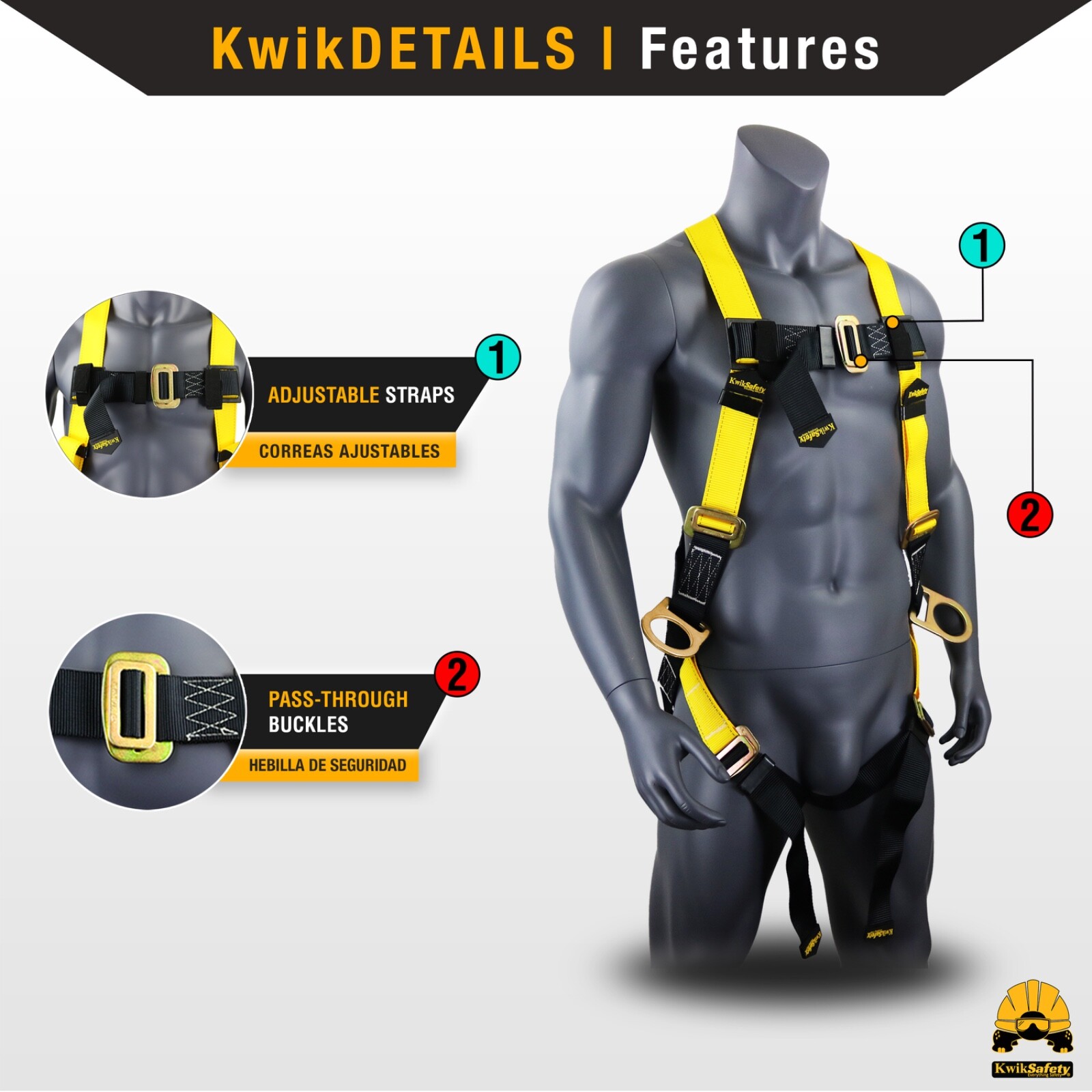 KwikSafety THUNDER 3D Ring Full Body Safety Harness ANSI OSHA Fall Protection