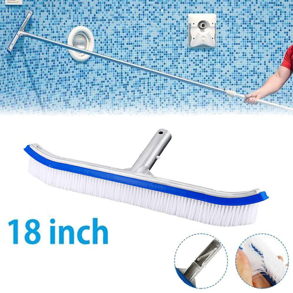 18" Brush for Swimming Pool Wall Floor Algae Head Aluminum Plastic Clean Tool