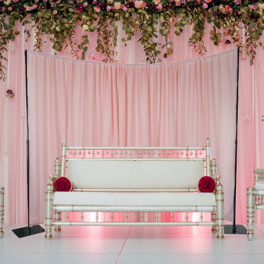 11ft Black Adjustable BACKDROP STAND KIT Curved Pipe Wedding Photo Background