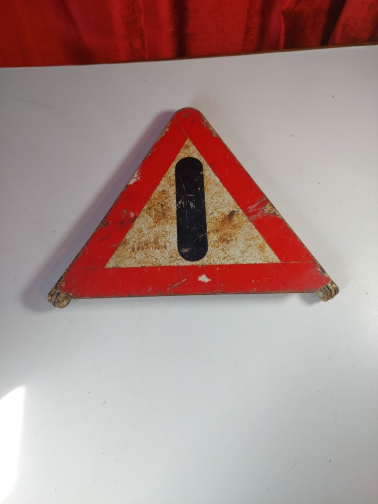 Vintage Iron Warning Triangle Road Sign