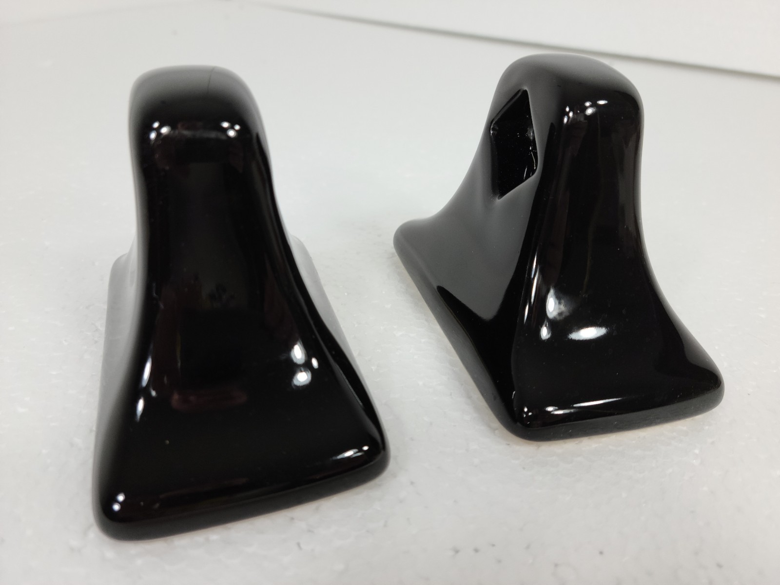 Vintage Black Ceramic Towel Bar Rod Rack Post Holders Flat Back Glue over Tile