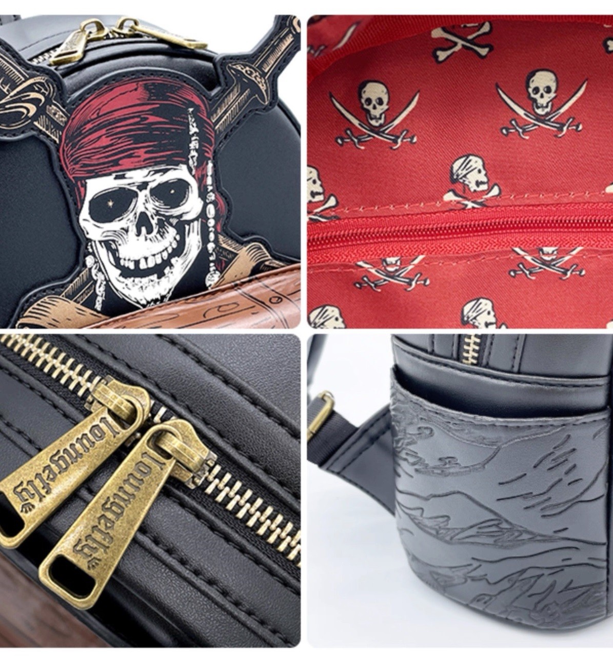 New Cosplay Loungefly Disney Pirates Of The Caribbean Mini Backpack Dead MenGift