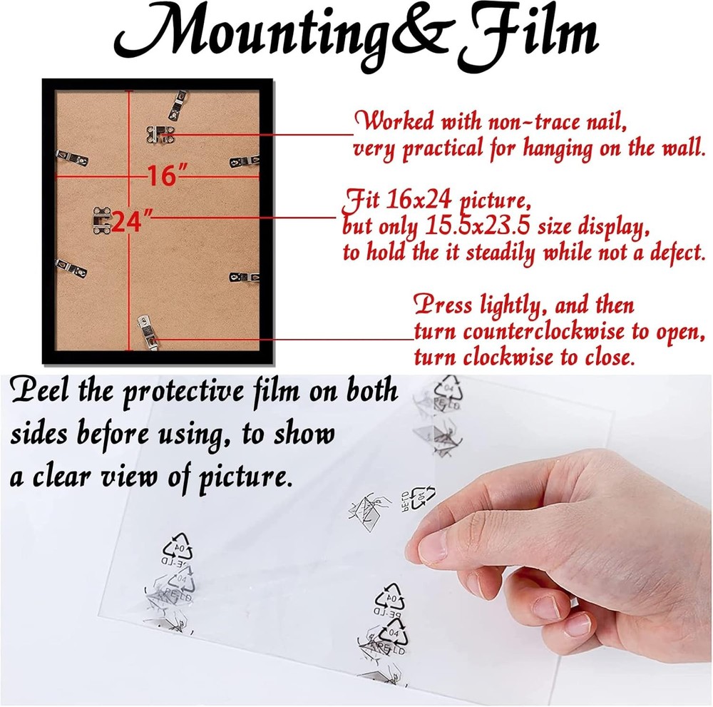 Picture Frame Set (2-Pack), Black Frames Dimensions: 16 x 24 inches
