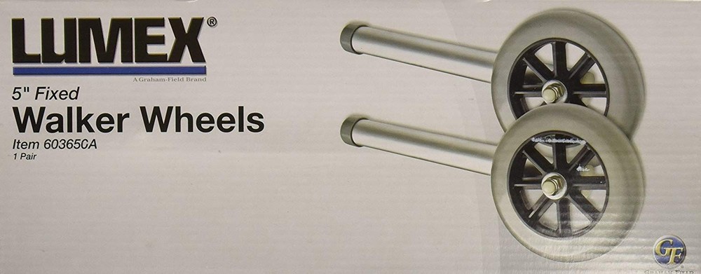 Lumex 5" Fixed Walker Wheels Replacement Rollator Accessories Universal
