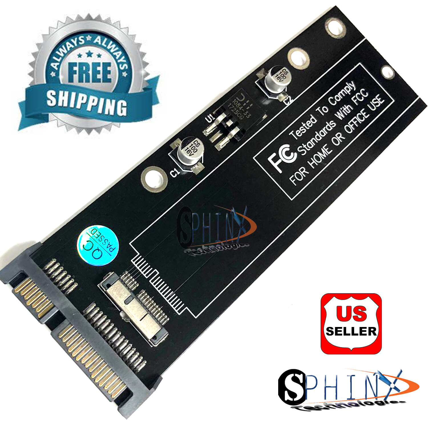 Converter Adapter Card For 2010/11 Macbook Air SSD to SATA 12+6 pins A1369 A1370