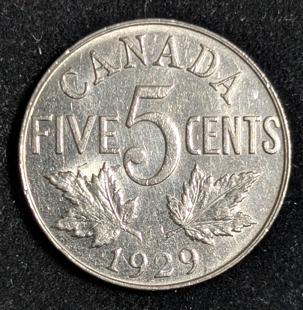1929 Canada 5 Cents Circulated KM# 29