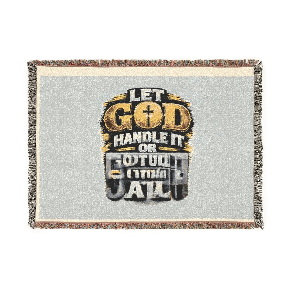 Let God Handle It Woven Blanket | Religious Faith Scripture Throw