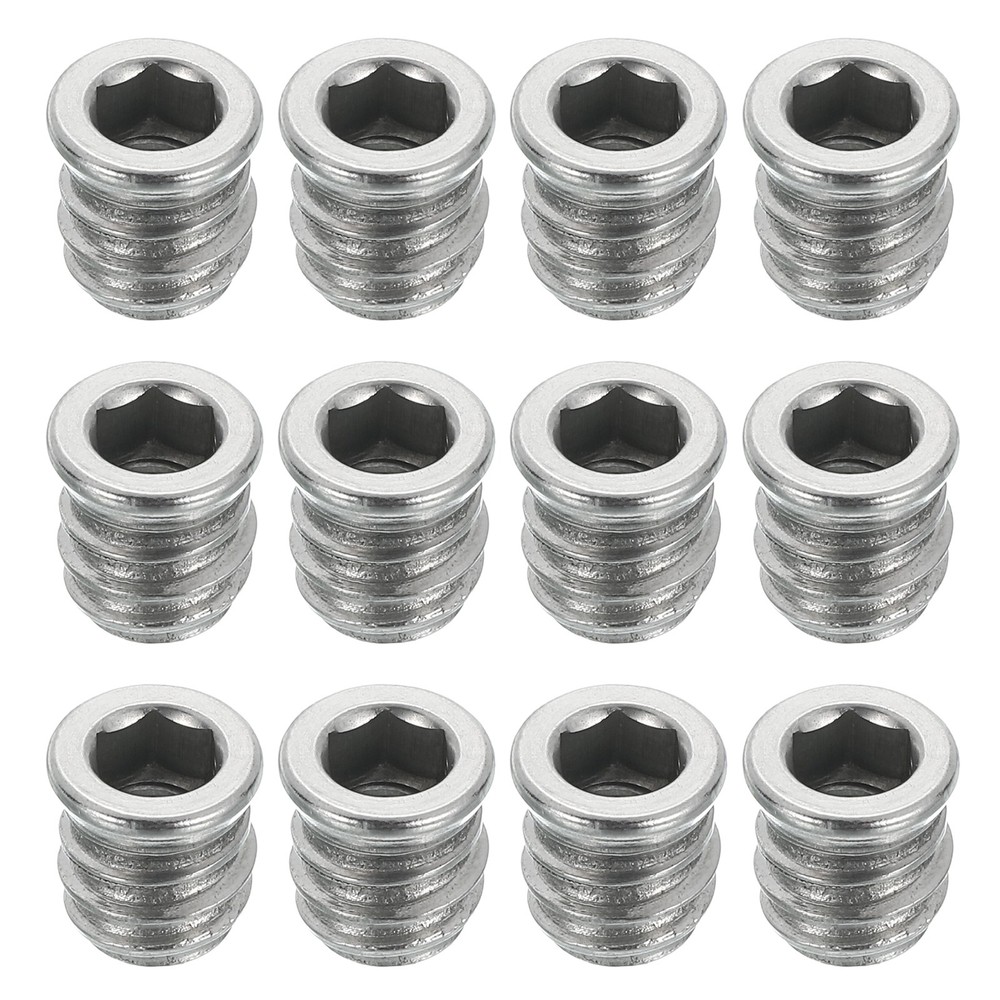 12Pcs Threaded Inserts Nuts, M6x12mm Hex Socket Drive Nut Inserts for Wood
