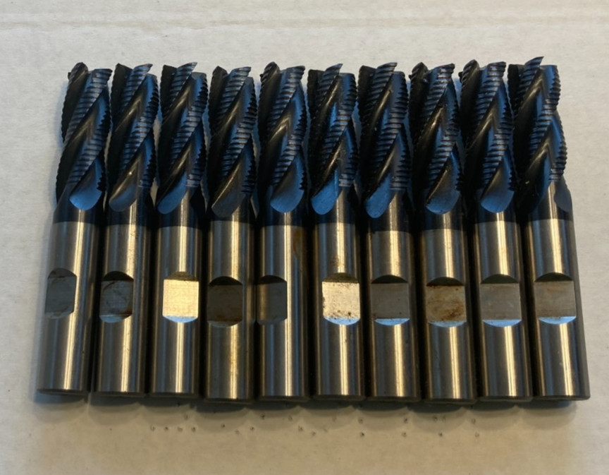 10 pcs 1/2" USED ROUGHING ROUGHER ENDMILLS 4 FLUTE